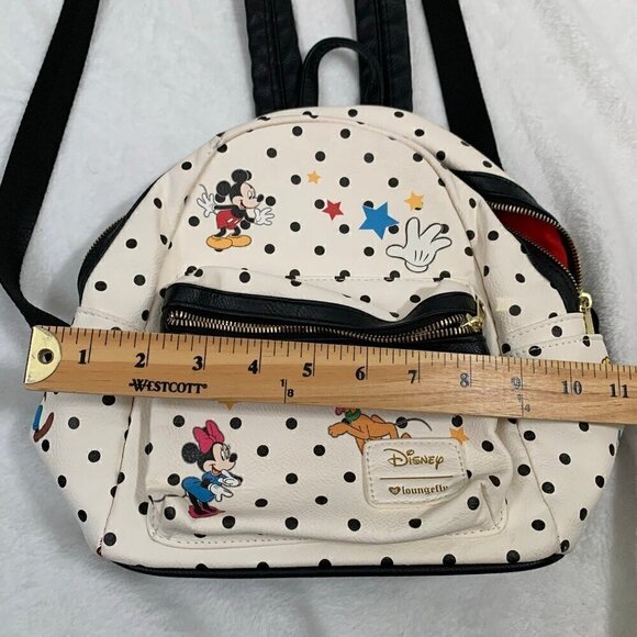 Disney Loungefly Mickey Minnie Pluto Polka Dot Mini Backpack White Black Red main image 8